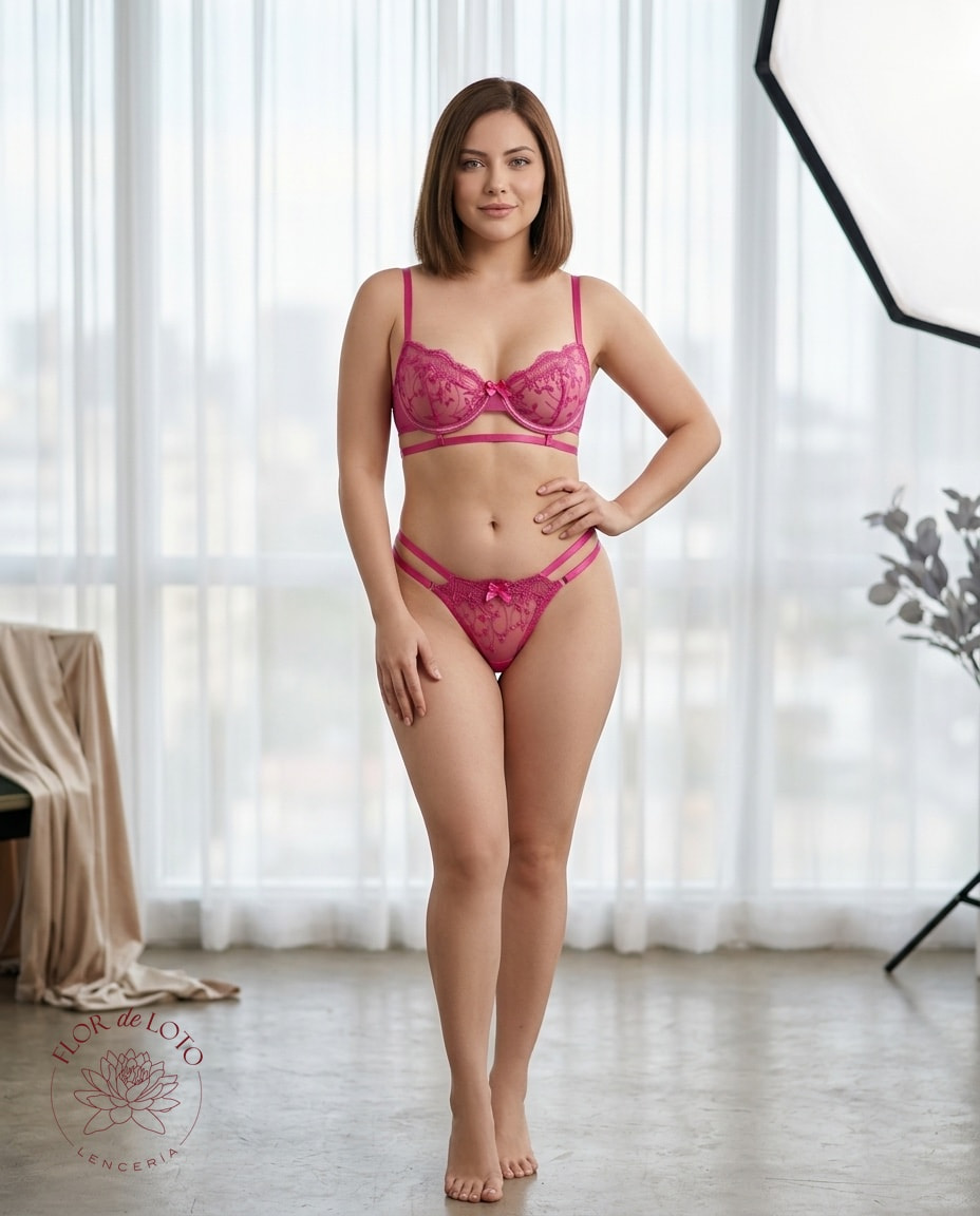 Conjunto Lencería Flora Magenta — foto 3