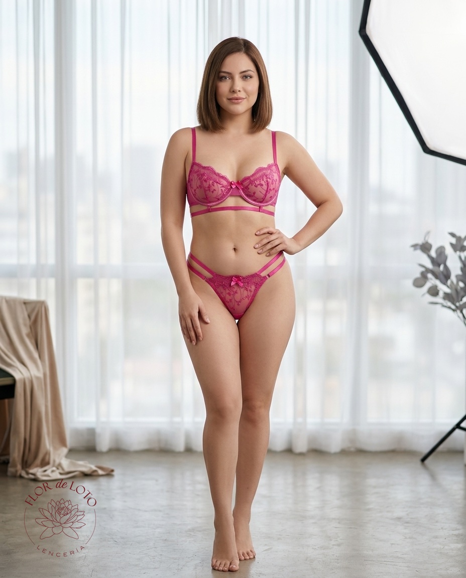 Conjunto Lencería Flora Magenta — foto 3